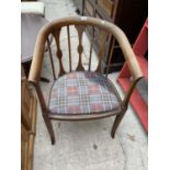 AN INLAID MAHOGANY TUB CHAIR