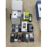 AN ASSORTMENT OF MOBILE PHONES TO INCLUDE A BLACKBERRY AND A NUMBER OF SAMSUNGS ETC