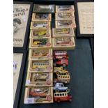AN ASSORTMENT OF LLEDO AND MATCHBOX CARS TO INCLUDE A COLMANS MUSTARD VAN, A SCHWEPPES LORRY AND A