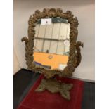 AN ORNATE CAST IRON DRESSING TABLE SWIVEL MIRROR HEIGHT 40CM