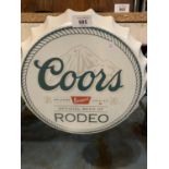 A VINTAGE, GARAGE RETRO 'COORS' HANGING WALL BEER BOTTLE CAP DISPLAY SIGN 35CM