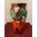 AN ANITA HARRIS HAND PAINTED AND SIGNED WHITE BERRIES VASE