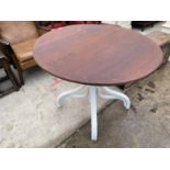 A MODERN CIRCULAR TOP DINING TABLE, 35" DIAMETER, ON BENTWOOD STYLE BASE