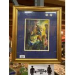 A FRAMED AND SIGNED WATER COLOUR OF MUSICIANS