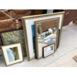 AN ASSORTMENT OF VARIOUS PICTURES AND PRINTS TO INCLUDE A FRAMED MIRROR