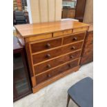A VICTORIAN MAHOGANY CHEST OF TWO SHORT AND THREE LONG DRAWERS AND SMALL FRIEZE DRAWER, 47" WIDE