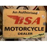 A METAL ' BSA MOTOR CYCLE DEALER' RETRO MAN CAVE SIGN 30.5X45.5CM