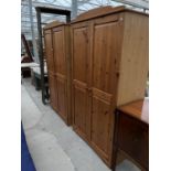 TWO PINE TWO DOOR WARDROBES