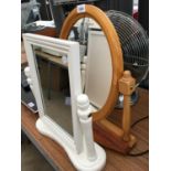 TWO DRESSING TABLE MIRRORS AND AN ELECTRIC DESK FAN