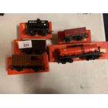 FIVE TRI-ANG RAILWAYS OO GAUGE FREIGHT CARRIAGES WITH ORIGINAL BOXES TO INCLUDE A SHELL BP TANKER