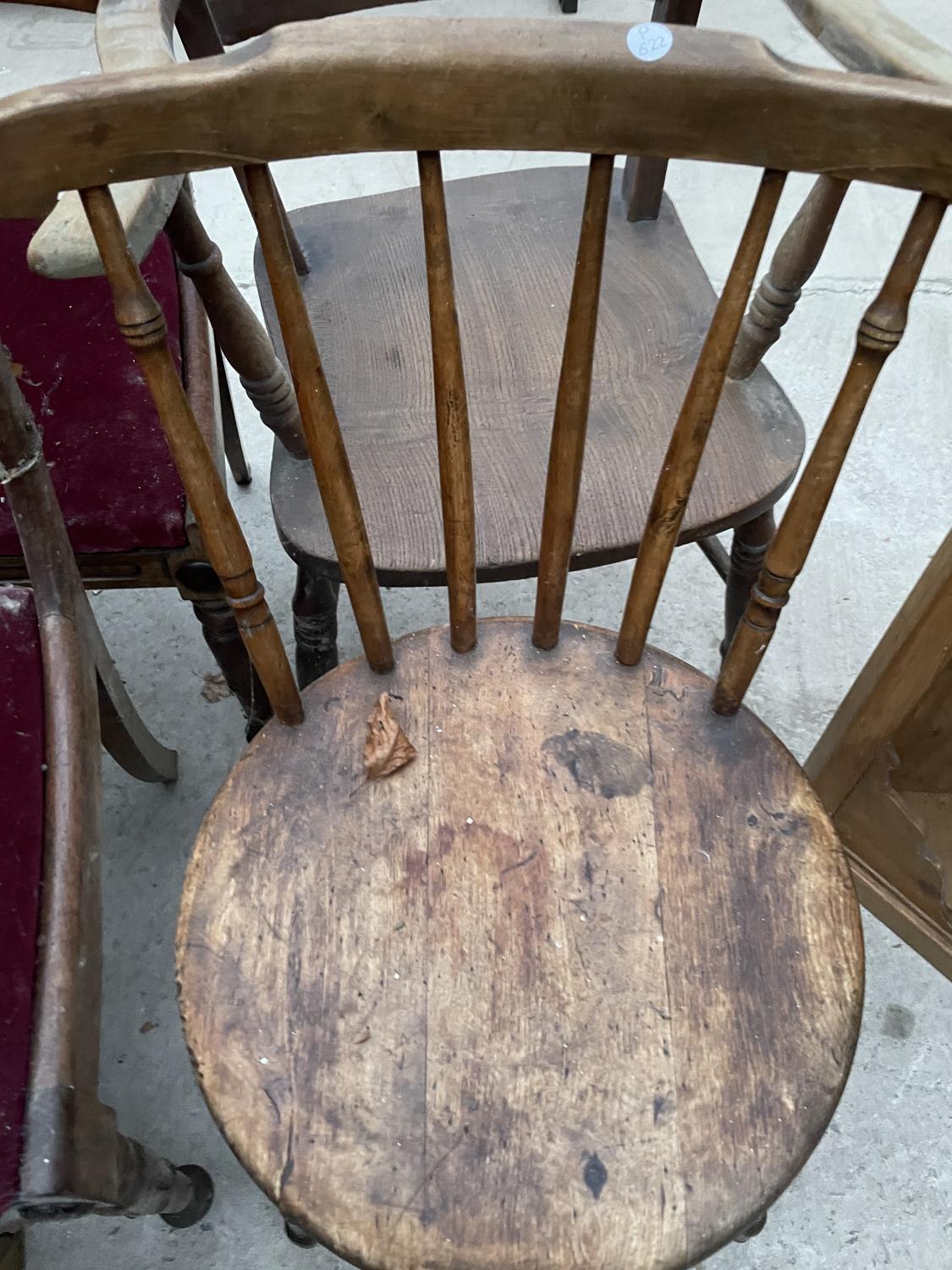A SPINDLE BACK DINING CHAIR AND AN ELM SEATED ARMCHAIR - Image 2 of 7