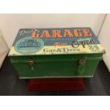 A VINTAGE STYLE ' DAD'S GARAGE ...' HINGE LIDDED TIN