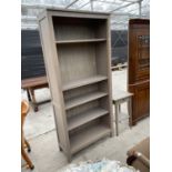 A MODERN OPEN SIX TIER BOOKCASE AND MATCHING OCCASIONAL TABLE
