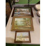 FOUR FRAMED PRINTS OF VARIOUS DIFFERENT SCENIC AREAS