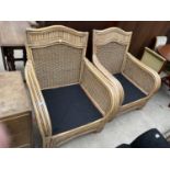 A PAIR OF MODERN WICKER CONSERVATORY CHAIRS