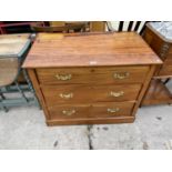 A SATINWOOD CHEST OF THREE DRAWERS - 36" WIDE