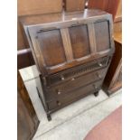 A REPRODUCTION OAK FAL FRONT BUREAU, 30" WIDE