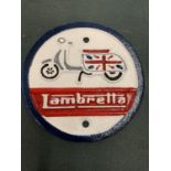 A METAL LAMBRETTA PLAQUE