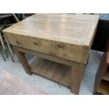 A MODERN BUTCHERS BLOCK TYPE KITCHEN ISLAND, 39x28"