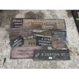 AN ASSORTMENT OF HISTORICAL METAL ENGRAVED COMPANY SIGNS