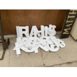 A LARGE COLLECTION OF WHITE PERSPEX SIGN MAKING LETTERS