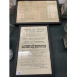 TWO FRAMED 'BURSLEM AND TUNSTALL' AUCTION POSTERS