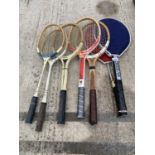 AN ASSORTMENT OF VINTAGE WOODEN TENNIS RACKETS