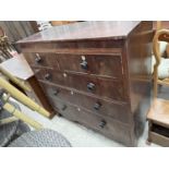 A 19TH CENTURY MAHOGANY CHEST OF TWO SHORT AND THREE LONG DRAWERS, 48.5" WIDE