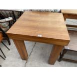 A MODERN HARDWOOD OCCASIONAL TABLE 27.5 INCHES SQUARE