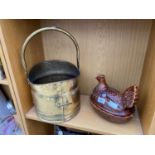 A PORT MEIRION CHICKEN EGG CADDY AND A COAL SCUTTLE