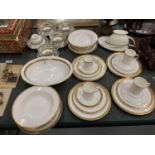 A COLLECTION OF WHITE TABLE WARE WITH GILT DECORATION TO INCLUDE MINTON "GOLDEN HERITAGE" AND