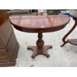 AN ITALIAN INLAID MAHOGANY DEMI LUNE HALL TABLE