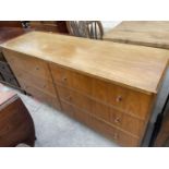 A MID 20TH CENTURY B.D.S. FURNITURE WALNUT FIVE DRAWER CHEST (ONE SHAM DRAWER), 60" WIDE