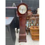 AN EARLY 20TH CENTURY MAHOGANY GRANDMOTHER CLOCK