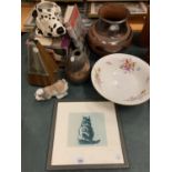 AN ASSORTMENT OF ITEMS TO INCLUDE A CROWN DERBY BOWL, A VINTAGE PHOTOGRAPHY BOOK, METRONOME ETC