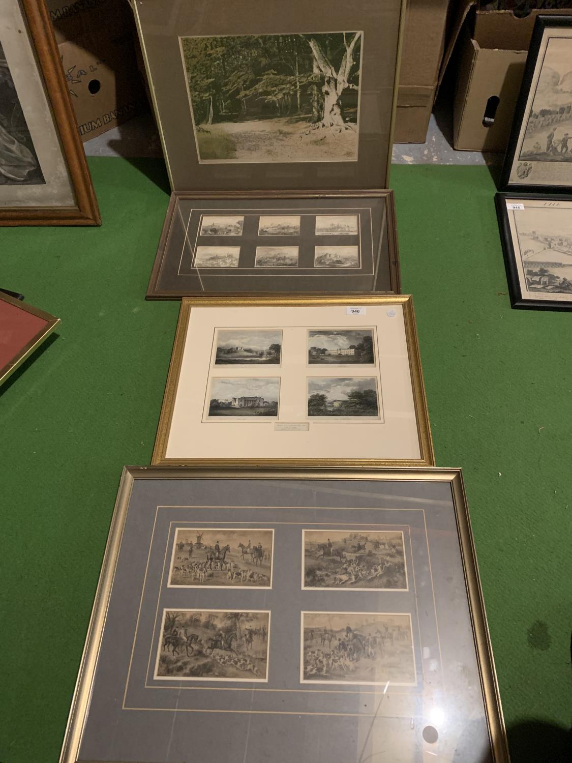 FOUR FRAMED PRINTS OF VARIOUS HISTORICAL INTEREST