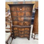 A REPRODUCTION SEVEN DRAWER CHEST ON CHEST WITH DRESSING SLIDE ON BRACKET FEET 31.5" WIDE
