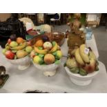 THREE CERAMIC DECORATIVE FRUIT BOWLS