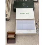 FOUR VARIOUS SIZED STORAGE BOXES TO INCLUDE AN ELECTRIC LIGHT BOX