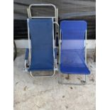 THREE METAL FOLDING DECK CHAIRS