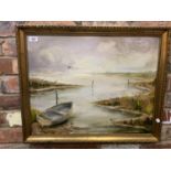 A GILT FRAMED OIL ON BOARD SIGNED V W SEAGO '66