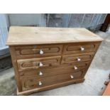 A MODERN PINE CHEST OF FOUR SHORT AND TWO LONG DRAWERS, 48" WIDE