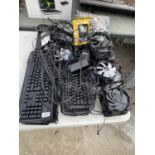 A LARGE COLLECTION OF COMPUTER PARTS TO INCLUDE KEYBOARDS, CURCUIT BOARDS AND FANS ETC