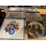 SIX FRAMED NEEDLEWORK PICTURES