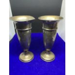 A PAIR HALLMARKED BIRMINGHAM SILVER BUD VASES