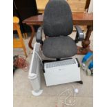 A SWIVEL OFFICE CHAIR AND TWO ELECTRIC HEATERS