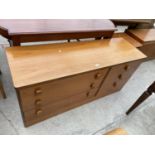 A RETRO STAG TEAK CHEST OF THREE SHORT AND THREE LONG DRAWERS, 54" WIDE