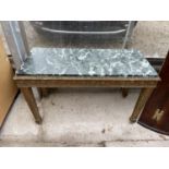 A GILDED SIDE TABLE WITH MARBLE TOP
