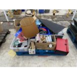 AN ASSORTMENT OF HOUSEHOLD CLEARENCE ITEMS TO INCLUDE A QUANTITY OF BOOKS AND DVDS ETC