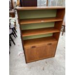 A RETRO G-PLAN UNIT TOP SECTION ENCLOSING BUREAU SECTION AND THREE OPEN SHELVES, 33" WIDE